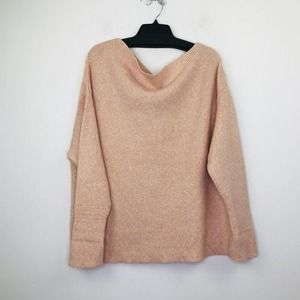 Treasure & Bond Women's 2X Sweater Pink One-Shoulder Rib Knit Pullover S29